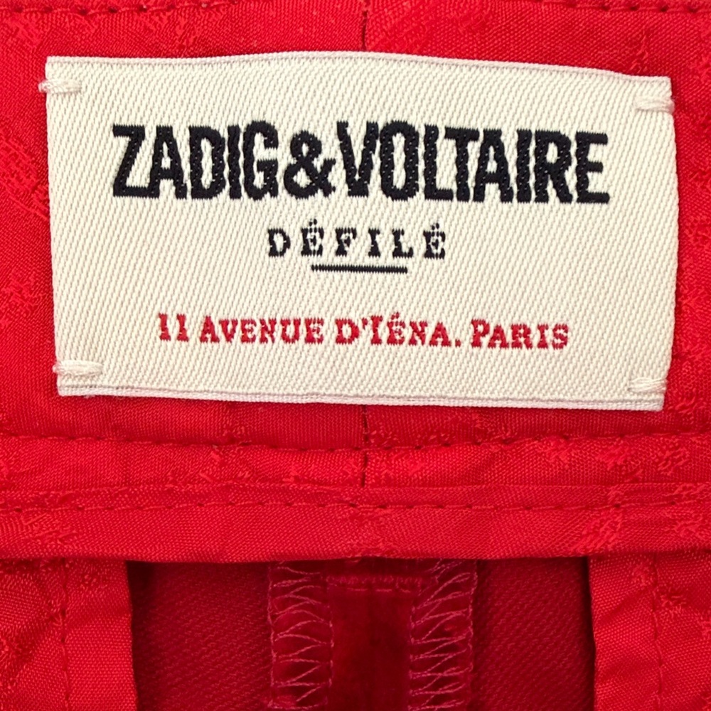 Zadig & Voltaire Prevy Velvet Flared Trousers in Red Size 40 Large - Picture 11 of 14